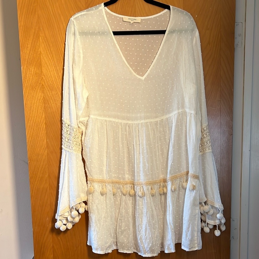 Solitaire Cream Bell Sleeve Tunic Coverup